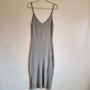 Abercrombie & Fitch Gray Ribbed Midi Slip Dress